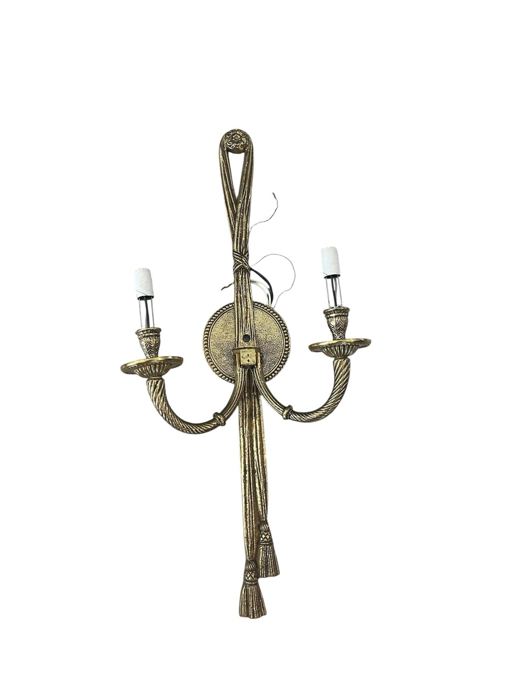 VTG Louis XVI Neoclassical Brass Wall Sconce Candle Holder Hollywood Regency 24”